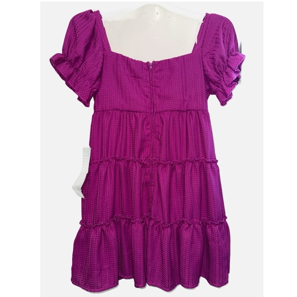 B. Smart Brand-  Women’s Magenta Color ruffle short sleeve dress size SMALL - Picture 5 of 13
